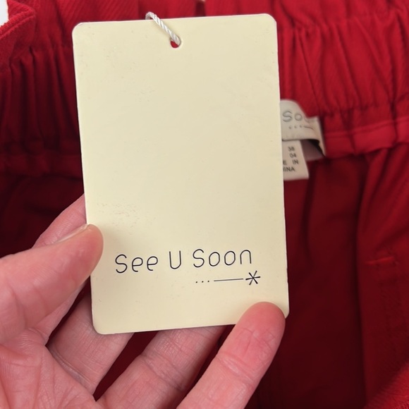 See You Soon Super Cute Red Paper Bag Shorts - Picture 4 of 9